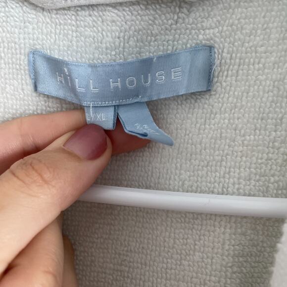 Hill House Hotel Robe L/XL Bathrobe Blue Floral Cotton Cottagecore Trim Belted - Picture 7 of 8